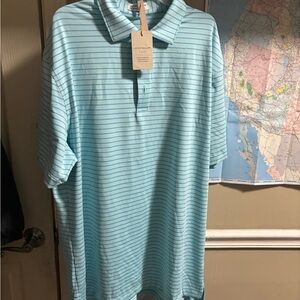 Peter Millar Light Blue Striped Polo